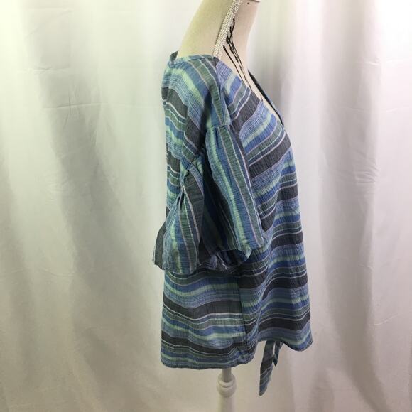 a.n.a button down tie off blouse cool stripe combo - Picture 3 of 16